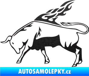 Samolepka Animal flames 067 levá býk škrábaný kov černý