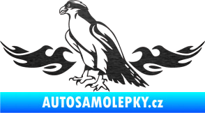 Samolepka Animal flames 069 levá orel škrábaný kov černý
