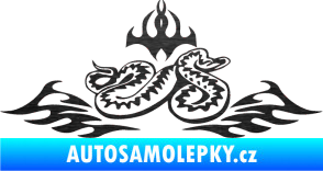 Samolepka Animal flames 070 pravá zmije škrábaný kov černý