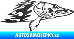 Samolepka Animal flames 074 pravá ryba škrábaný kov černý