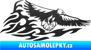 Samolepka Animal flames 075 pravá orel škrábaný kov černý