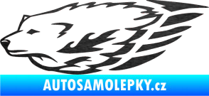 Samolepka Animal flames 078 levá  vlk škrábaný kov černý