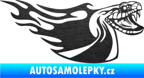 Samolepka Animal flames 082 pravá kobra škrábaný kov černý