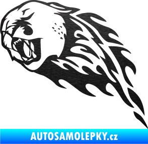 Samolepka Animal flames 083 levá puma škrábaný kov černý