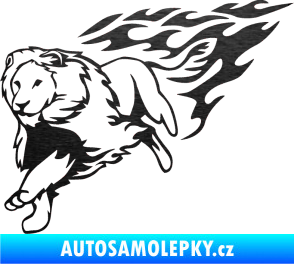 Samolepka Animal flames 087 levá lev škrábaný kov černý