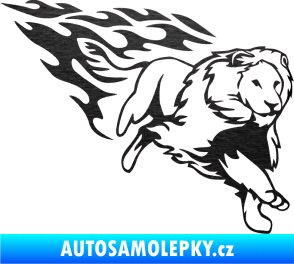 Samolepka Animal flames 087 pravá lev škrábaný kov černý