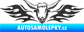 Samolepka Animal flames 098 levá býk škrábaný kov černý
