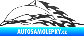 Samolepka Animal flames 099 levá delfín škrábaný kov černý