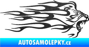 Samolepka Animal flames 103 pravá lev škrábaný kov černý