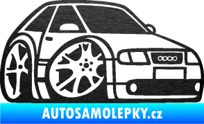 Samolepka Audi A3 karikatura pravá škrábaný kov černý