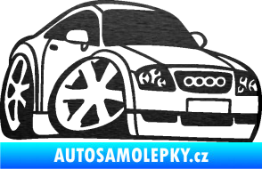 Samolepka Audi TT karikatura pravá škrábaný kov černý