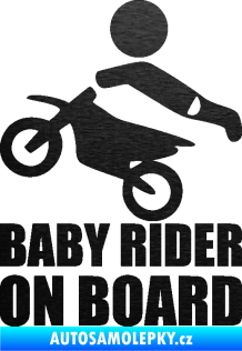 Samolepka Baby rider on board levá škrábaný kov černý