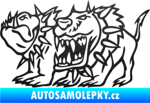 Samolepka Bad dogs levá zuřiví psi škrábaný kov černý