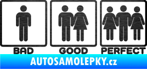 Samolepka Bad good perfect 002 nápis škrábaný kov černý