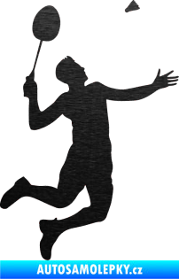 Samolepka Badminton 001 pravá škrábaný kov černý