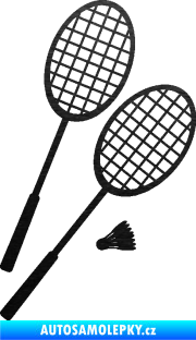 Samolepka Badminton rakety pravá škrábaný kov černý