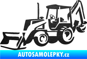 Samolepka Bagr 002 levá škrábaný kov černý