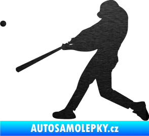 Samolepka Baseball 001 levá škrábaný kov černý