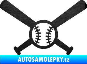 Samolepka Baseball míček a pálky škrábaný kov černý