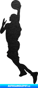 Samolepka Basketbal 007 levá škrábaný kov černý