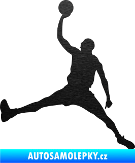 Samolepka Basketbal 016 levá škrábaný kov černý