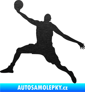 Samolepka Basketbal 002 levá škrábaný kov černý