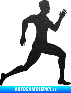 Samolepka Běžec 003 pravá škrábaný kov černý