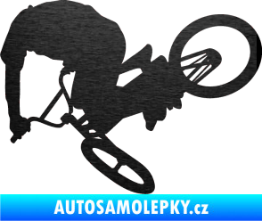 Samolepka Biker 001 levá škrábaný kov černý