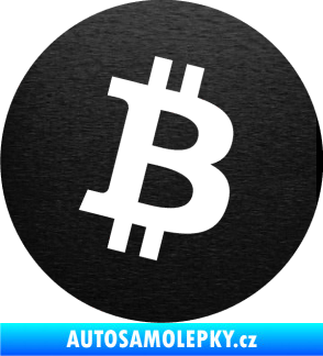 Samolepka Bitcoin 001 škrábaný kov černý