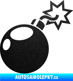 Samolepka Bomba 001 pravá škrábaný kov černý