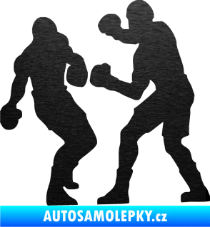 Samolepka Boxeři 001 levá škrábaný kov černý