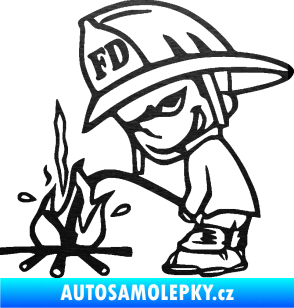 Samolepka Boy čůrá 004 hasič levá škrábaný kov černý