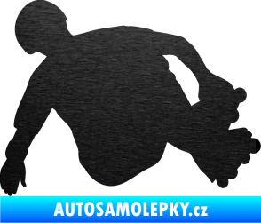 Samolepka Bruslař 001 pravá škrábaný kov černý