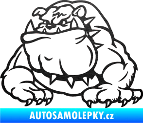 Samolepka Buldog 001 levá pes škrábaný kov černý