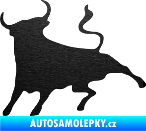 Samolepka Býk 002 levá škrábaný kov černý