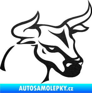 Samolepka Býk 005 pravá škrábaný kov černý