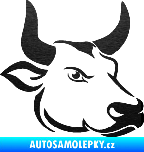 Samolepka Býk 009 pravá škrábaný kov černý