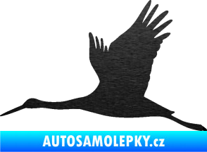 Samolepka Čáp 002 levá škrábaný kov černý