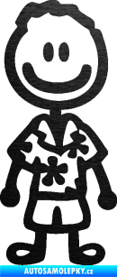 Samolepka Cartoon family kluk Hawaii škrábaný kov černý