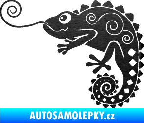 Samolepka Chameleon 004 levá škrábaný kov černý