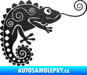 Samolepka Chameleon 004 pravá škrábaný kov černý