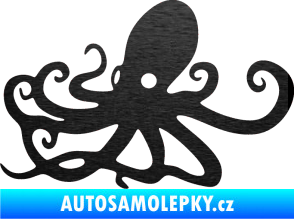 Samolepka Chobotnice 001 levá škrábaný kov černý