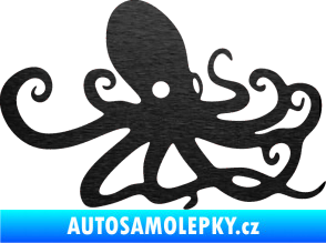 Samolepka Chobotnice 001 pravá škrábaný kov černý