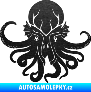 Samolepka Chobotnice 002 levá škrábaný kov černý