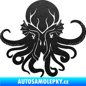 Samolepka Chobotnice 002 pravá škrábaný kov černý