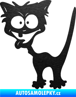 Samolepka Crazy cat levá bláznivá kočka škrábaný kov černý