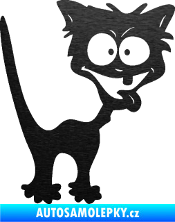 Samolepka Crazy cat pravá bláznivá kočka škrábaný kov černý