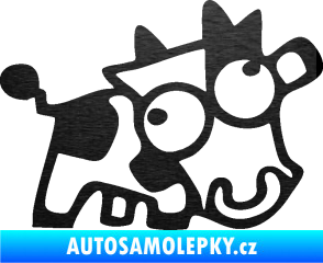 Samolepka Crazy cow pravá škrábaný kov černý