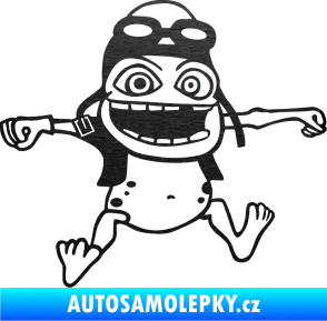 Samolepka Crazy frog pravá škrábaný kov černý