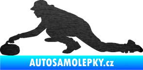 Samolepka Curling 004 levá škrábaný kov černý